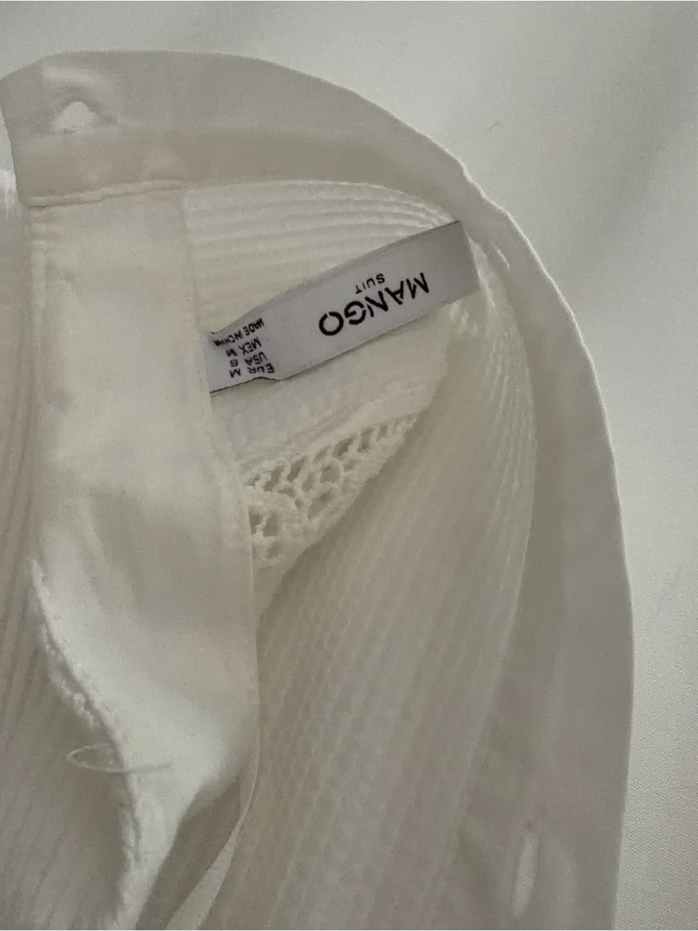 Mango White Cotton Lace-Trim Mini Dress - Picture 4 of 4
